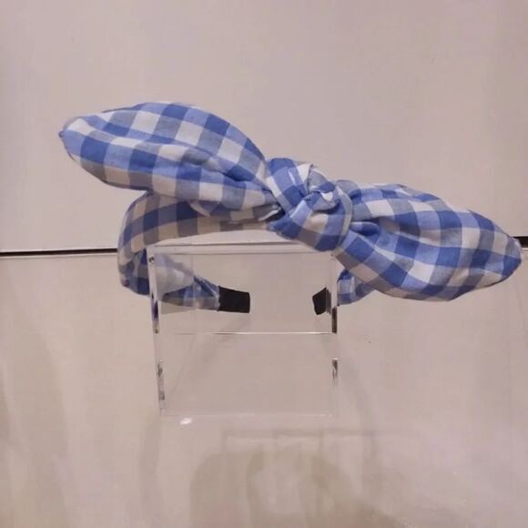 Jelly Jolly London Accessories - Light blue gingham Alice band with bow